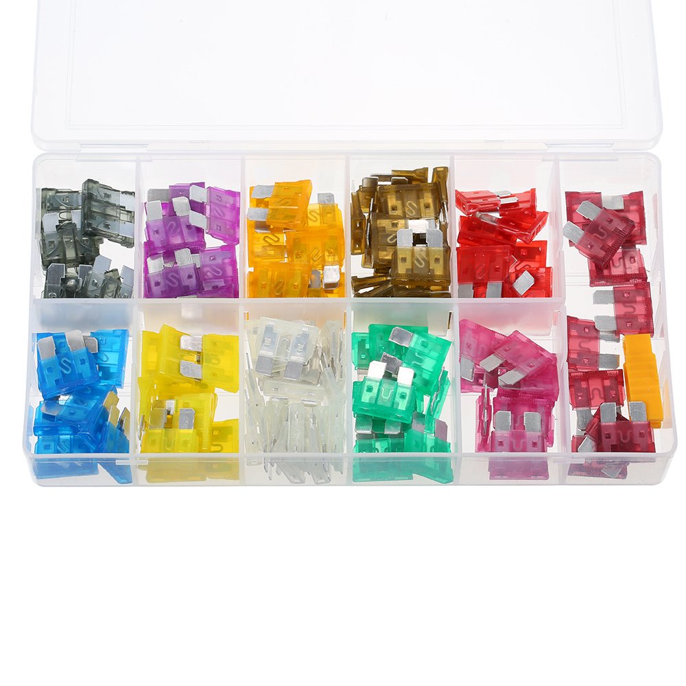 Pepisky140PCS 2A-40A Automotive Standard Medium Auto Holder Car ATO Plug-in Blade Fuse Assortment Boat Motorcycle Truck Secondary Size Blade Replacement Fuses Kit