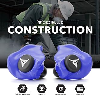 Decibullz - Custom Molded Earplugs, 31dB Highest NRR, Comfortable Hearing Protection for Shooting, Travel, Swimming, Work and Concerts (Blue)