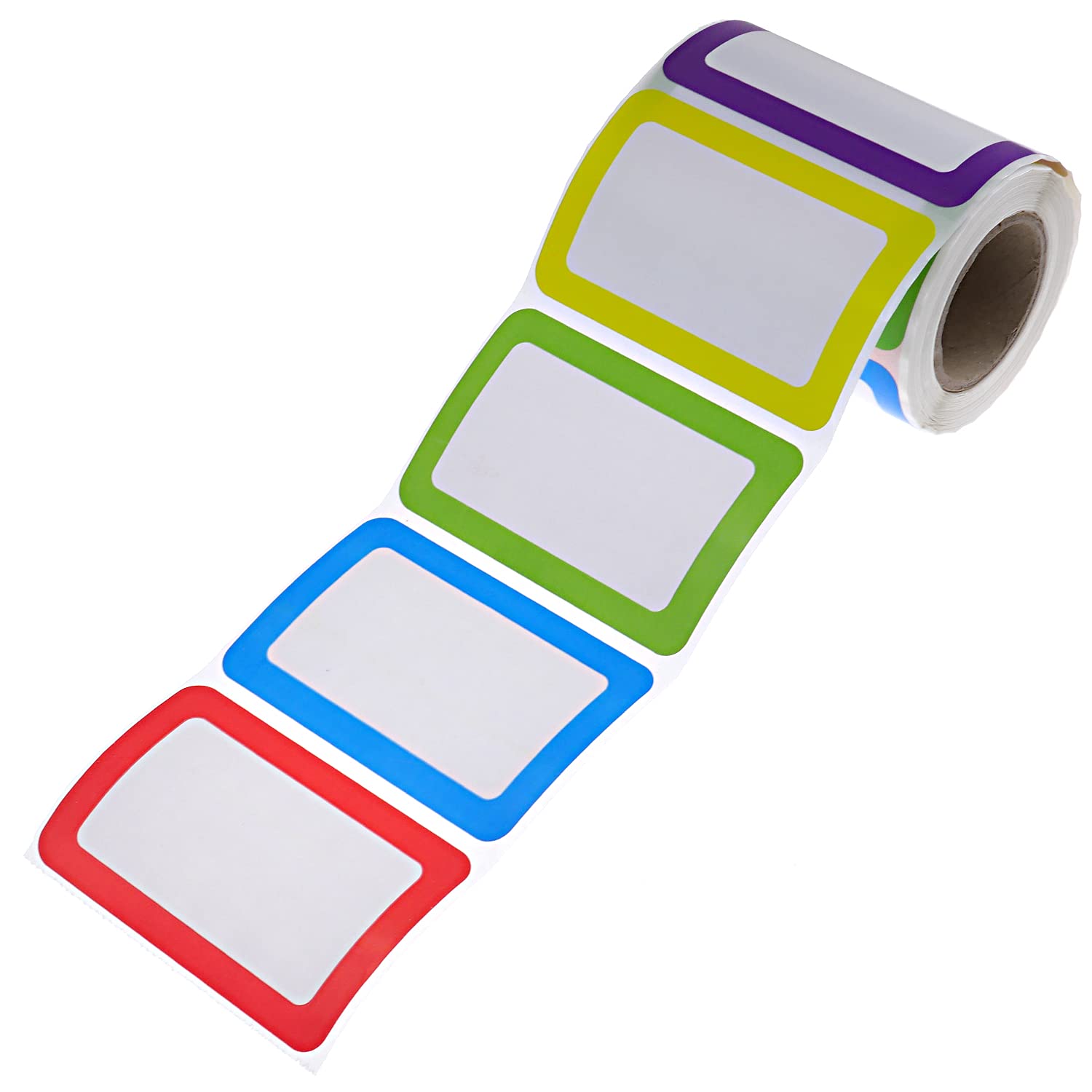 DBOO Name Tag Labels Stickers Large 150 Colorful 89x57mm 5 Colors Waterproof Adhesive Name Tags Sticky Labels for Clothes Office School Presents Kitchen Food Bottles Folders and Birthday Parties