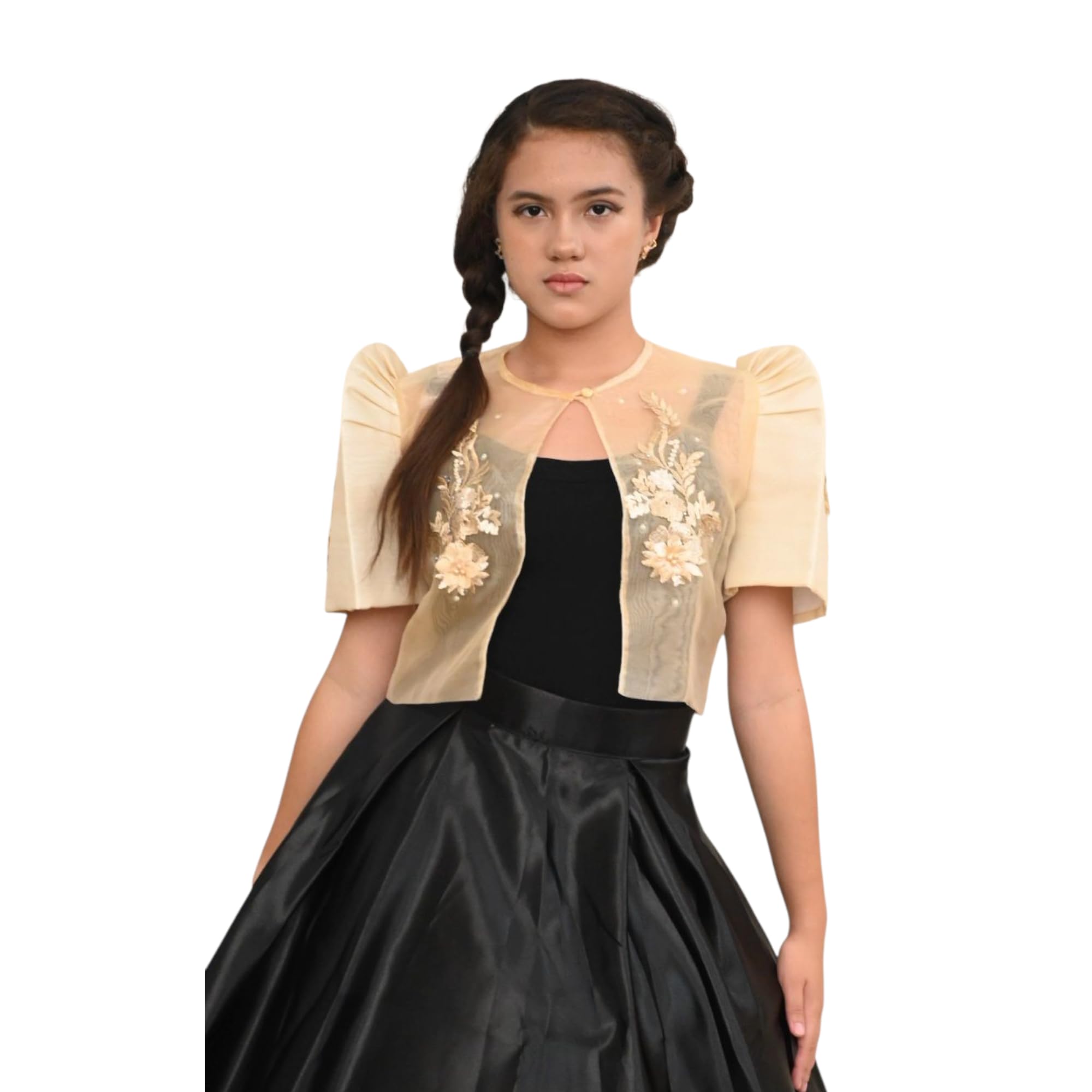 Filipiniana Sandra Bolero With Floral Patches