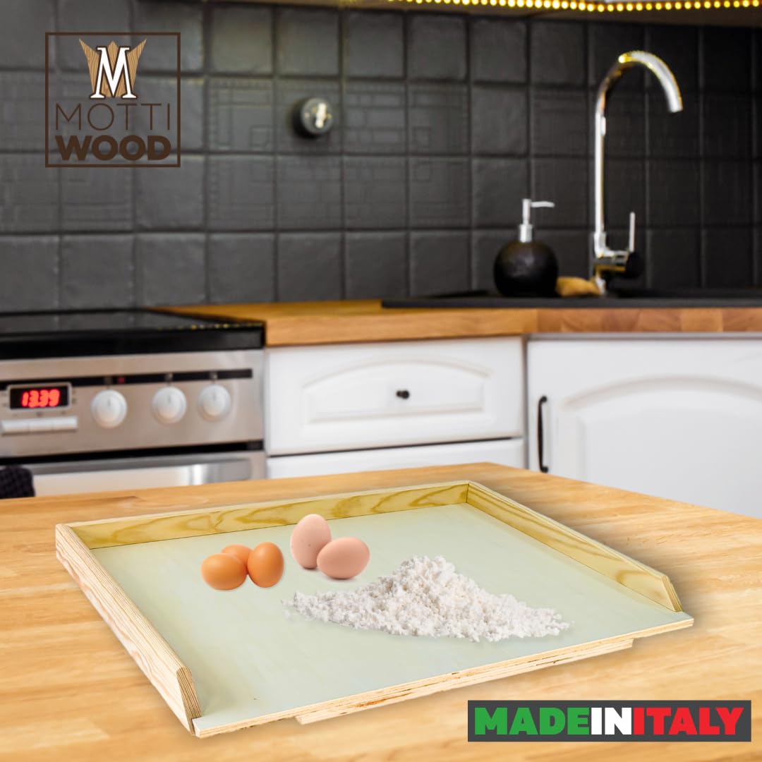 Spianatoia Tavoliere, Asse Pasta Legno Pioppo, Stendipasta con Bordi Laterali, Gradino Anti Scivolo, Made in Italy (70x50)