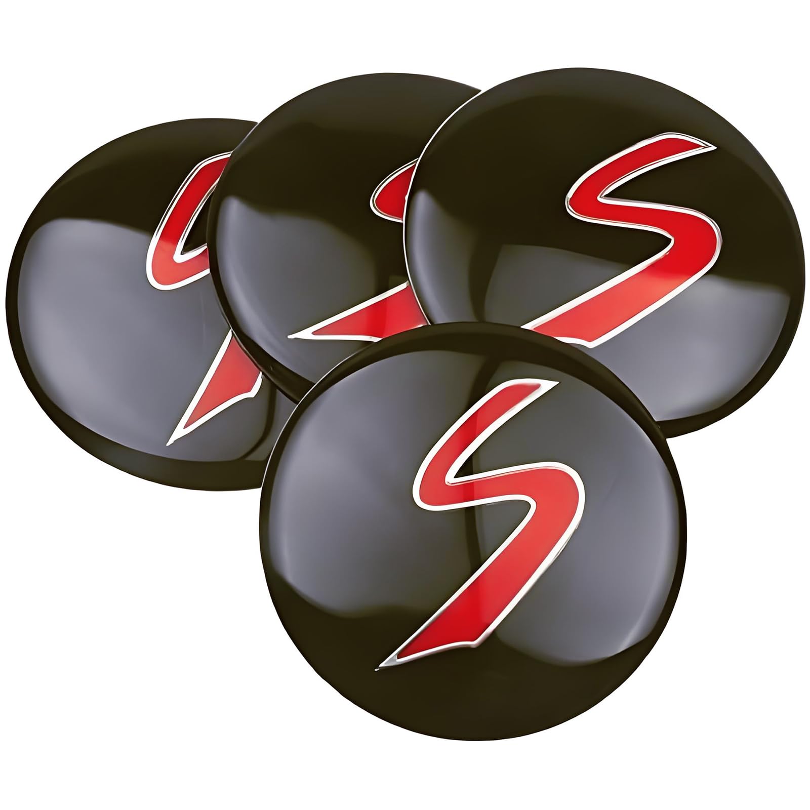 Cache-moyeux Mini Cooper S - Lot De 4 - Noir Avec Logo S Rouge - Diamètre 54mm - Pour R53 R56 F56