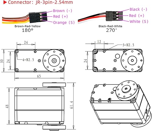 Miniatura 4 de Wishiot RDS51150 330.7 lbs Servo Digital Metal Robotic Servo 180 grados Alto Torque Full Metal Gear Doble Eje Impermeable IP66 para Coche Robot