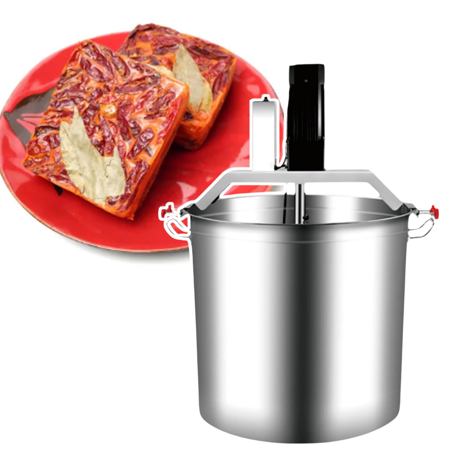 SENJINGHUA Direct Heating Automatic Pot Stirrer, Commercial Food Mixer, Automatic Food Stirring Pot, with Double-Layer Scraper, 360° Stir Evenly,140L-110V