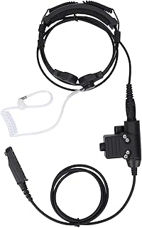 Eulbevoli Fone de ouvido U94 PTT e controle de garganta, adaptador U94 PTT e fone de ouvido resistente redução de ruído alta resistência fácil de encolher para Baofeng para BF-9700