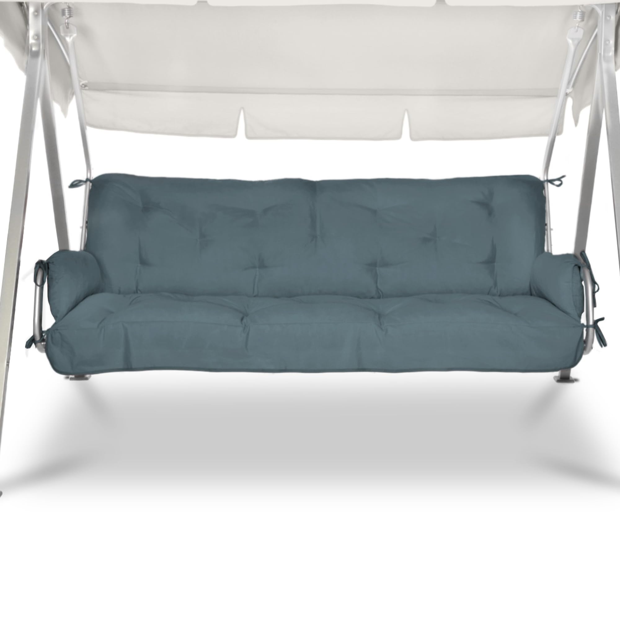 Beautissu Blue Grey Garden Swing Seats 3 Seater 180X50x8 Cm Flair Hs – Hammock Canopy Swing Seat Cushions For Outdoor Furniture Patio Garden Bench Cushion –