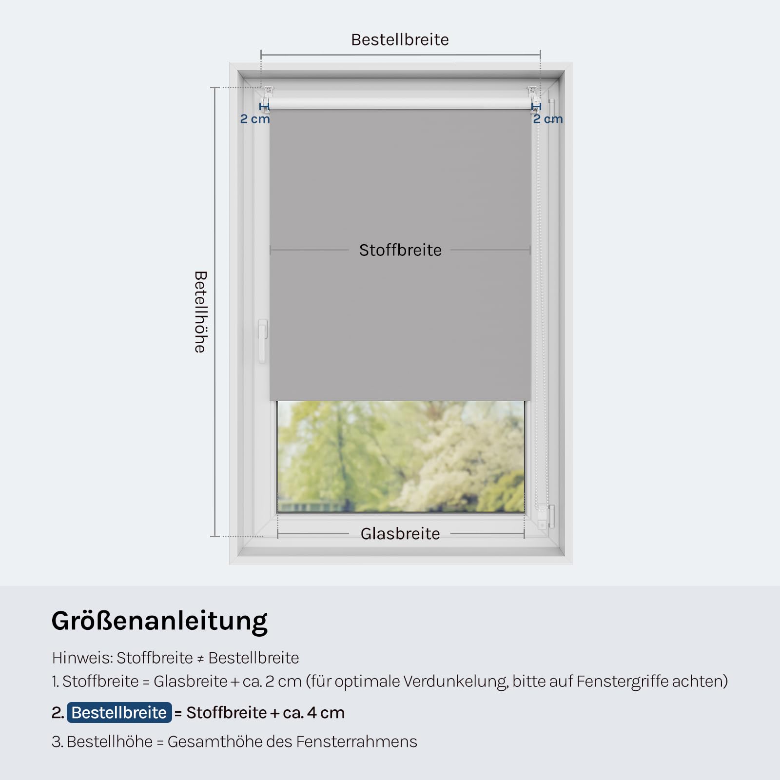 WOLTU Verdunkelungsrollo ohne Bohren, Thermo Verdunkelungsrollo mit Kette, Sichtschutz, für Türen und Fenster, 85 x 120 cm, Grau
