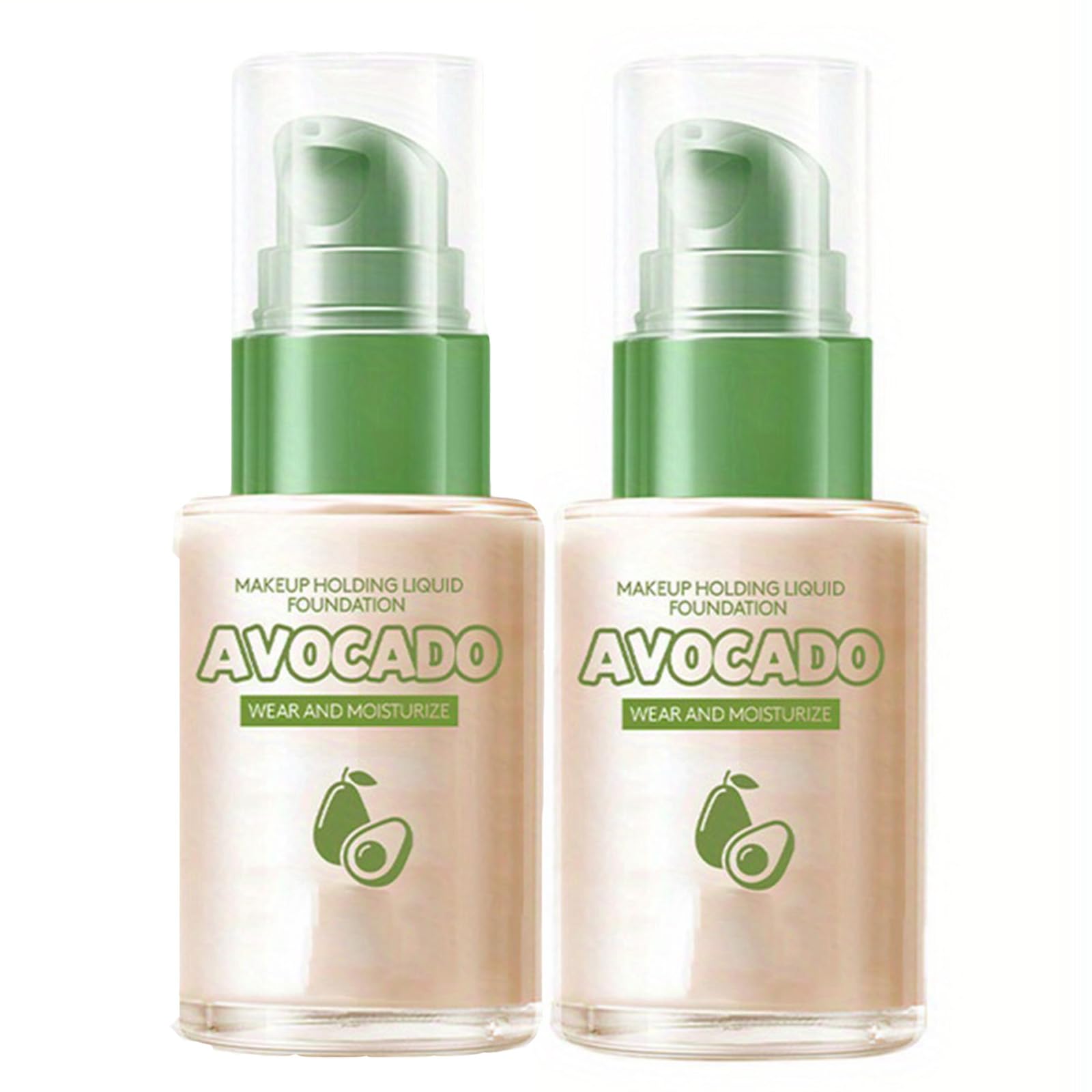 Avocado Oil Control Liquid Foundation 2 Pack Moisturizing Pore Isolating Long Lasting Coverage Ivory