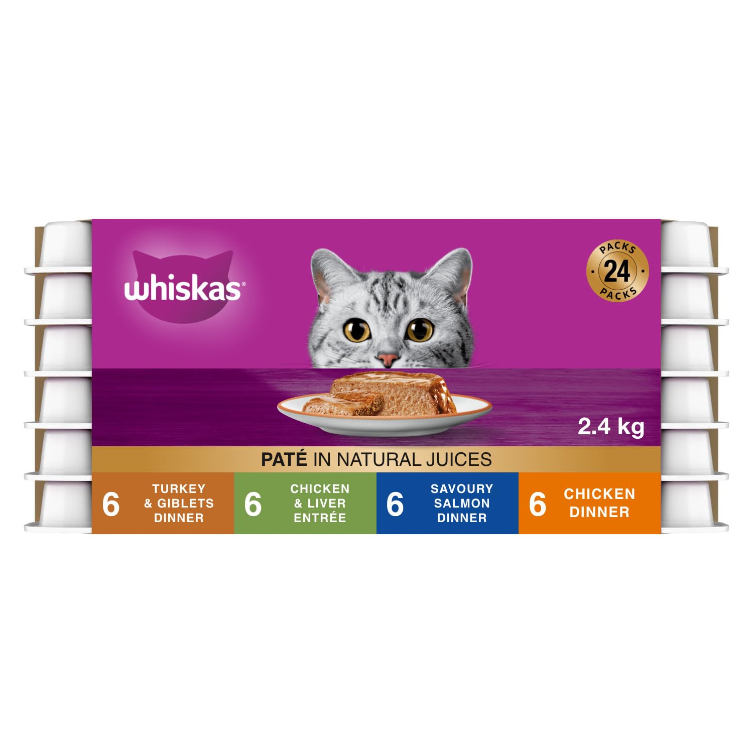 WHISKAS Salmon and Poultry Selections Adult Wet Cat Food Paté, 100g (24 Pack) image 5