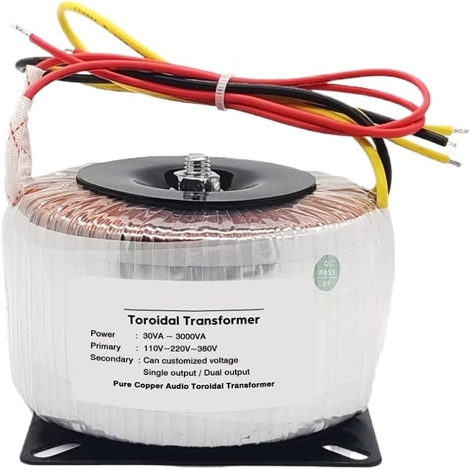 1PC 300W Toroidal Transformer Dual Output 3Wires 12V-0-12V Pure Copper Wire Audio Amplifier Replacement Input AC220V 110V Ring Core(Input 220V,Special Voltage)