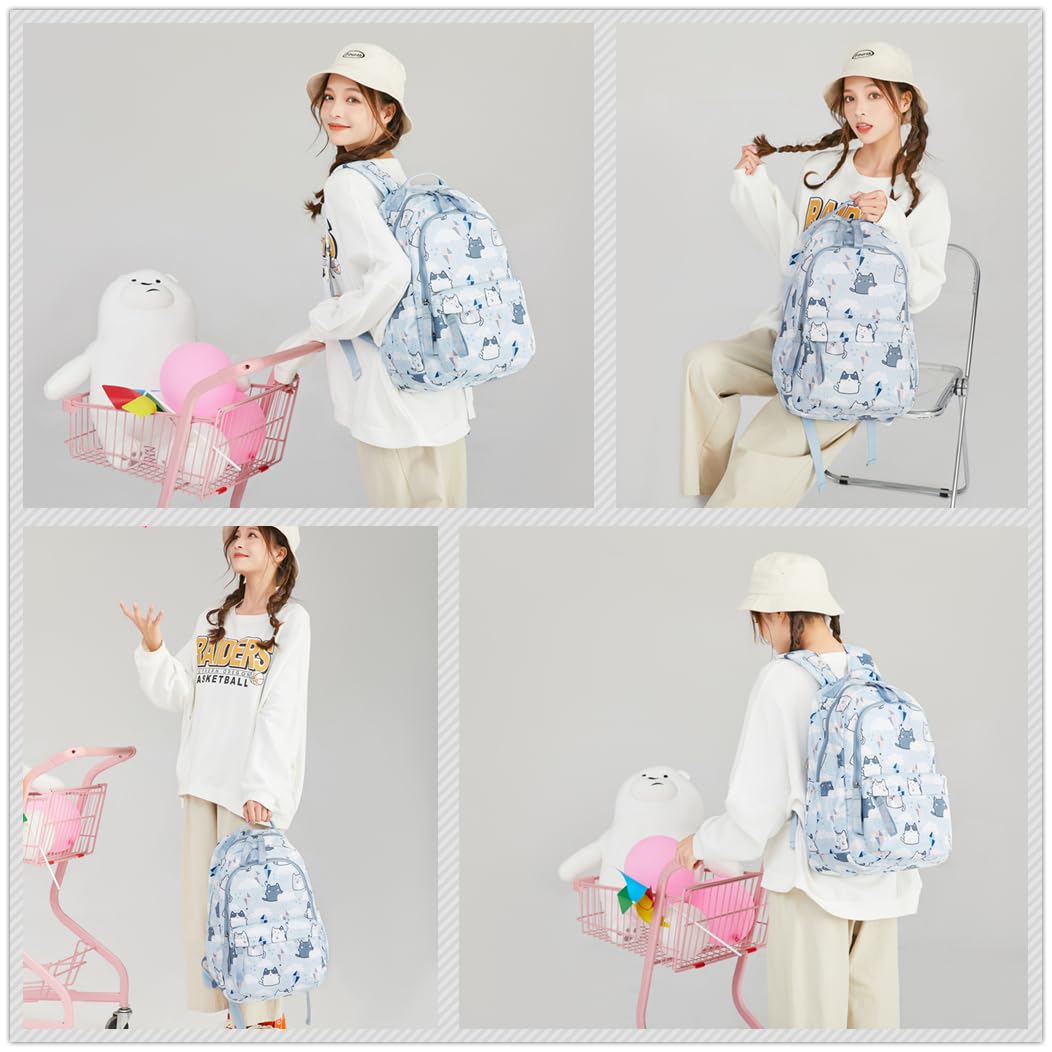 Mochilas para niñas con estampado de gatos o margaritas, mochilas escolares casuales resistentes al agua