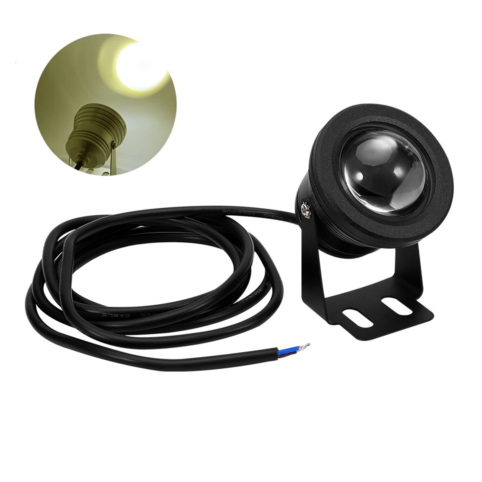 Oświetlenie basenu LED RGB Oświetlenie podwodne 10W Wodoszczelny basen Spotlight Lampa zewnętrzna do fontanny Basen Staw Akwarium Lampa LED Zatapialna (Kolor: Czarny(Ciepła biel