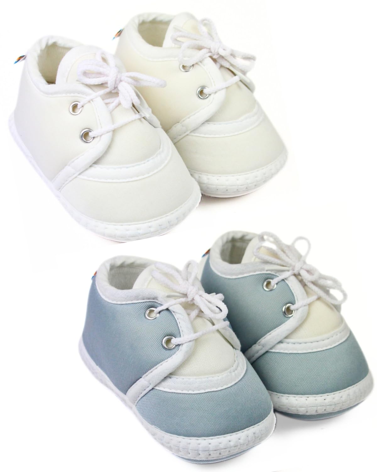 6 To 12 Months Baby Boys & Girls Pack of 2 Pair Cotton Lace Shoes/Booties -SK137andBT2158