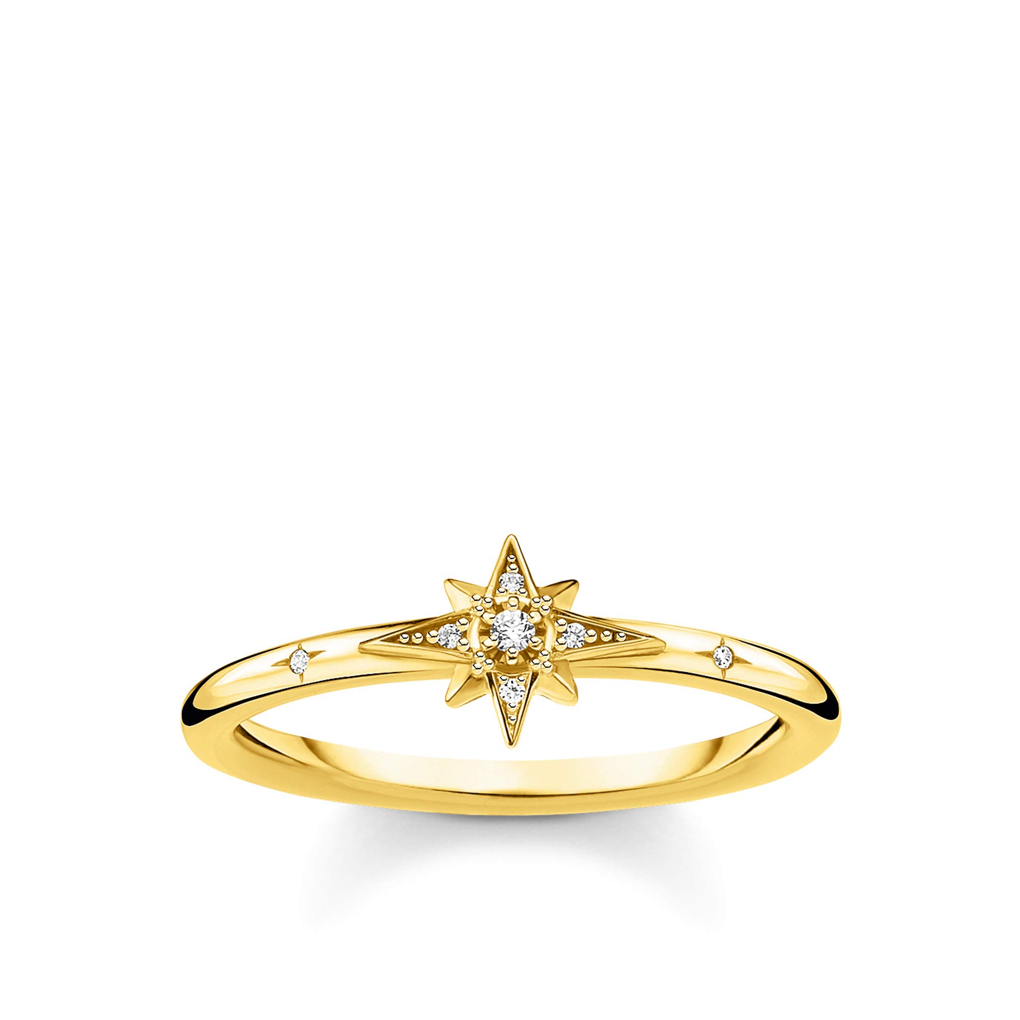 THOMAS SABO Gold Plated Cubic Zirconia Pave Star Ring TR2317-414-14-48