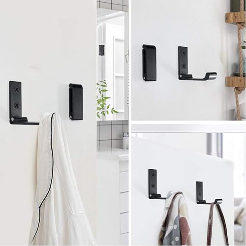 Miniatura 7 de MsBong Ganchos plegables para abrigos, 6 ganchos de pared color negro mate para colgar ganchos de abrigos, no se oxidan, ganchos de aleación de
