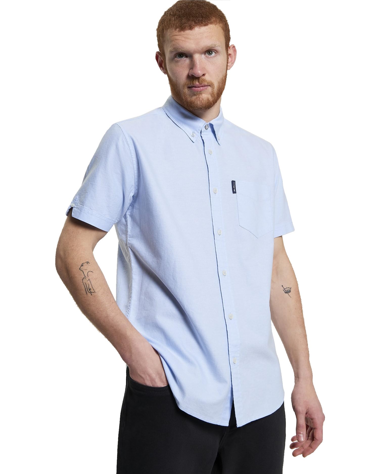 Ben Sherman Men's Blue Short Sleeve Signature Oxford Shirt | Sky  38/Regular Medium