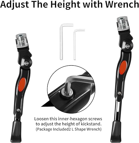 Miniatura 6 de Soporte de bicicleta ajustable para niños de 16 a 20 pulgadas, aleación de aluminio inoxidable con pie antideslizante, fácil instalación, soporte de