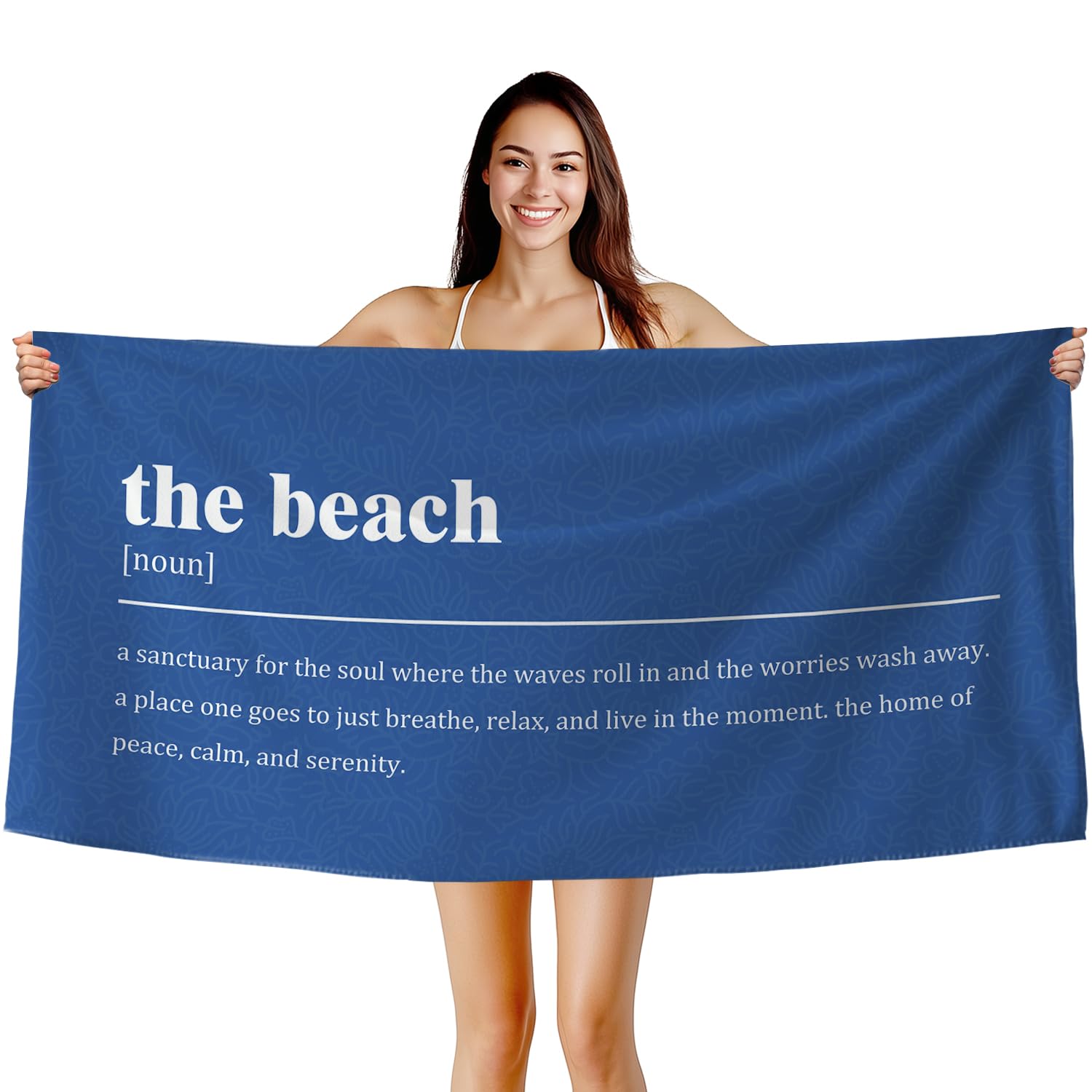 Blue Beach Towel, Coastal Ocean Sea Bath Towels for Bathroom Swimming Pool Gym, Minimalist Summer Microfiber Beach Towels Oversized Decor for Beachy House 30x60in
