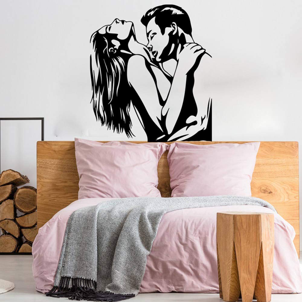 AGjDF Modern sexy kiss man woman girl wall stickers bedroom nude couple romantic wall decal vinyl living room couple room decoration -64x54cm
