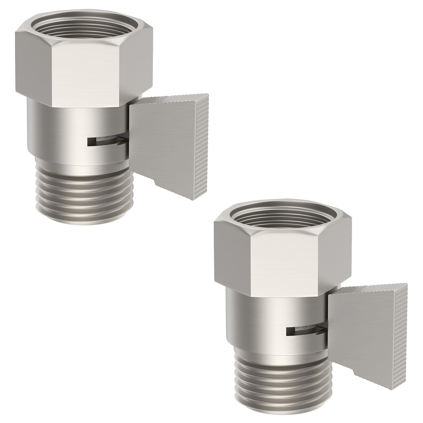 Angle Simple Shower Head Flow Restrictor, Brushed Nickel, 2 Pack