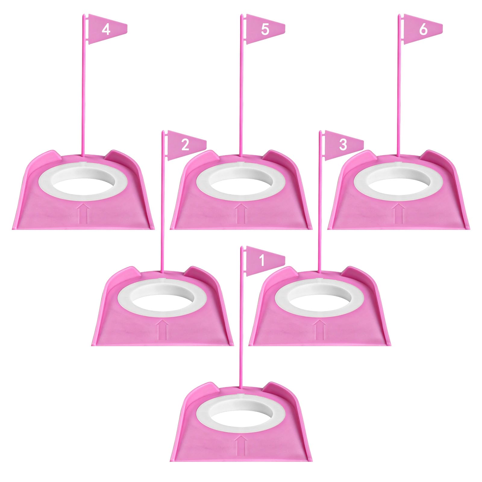 FINGER TEN Golf Putting Cup Practice All Direction Value Set, Training Aid Putter Hole Plate Indoor Outdoor Durable Professional for Men Women Festival Gift (Pink-6 Pack)