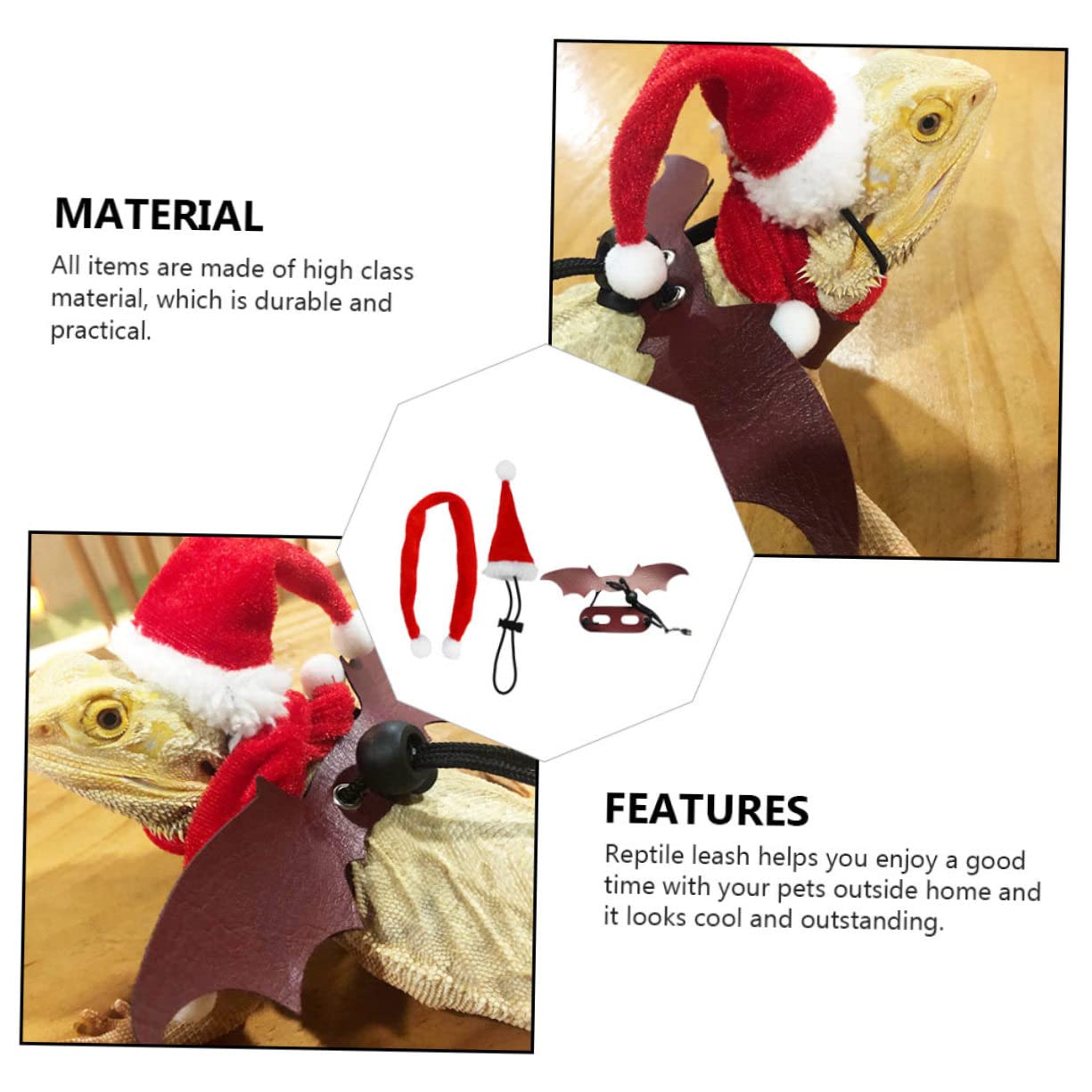 BESPORTBLE 2sets Accessori Per Rettili Guinzaglio Cappello e Sciarpa Per Lucertole Decorazioni Festive Per All