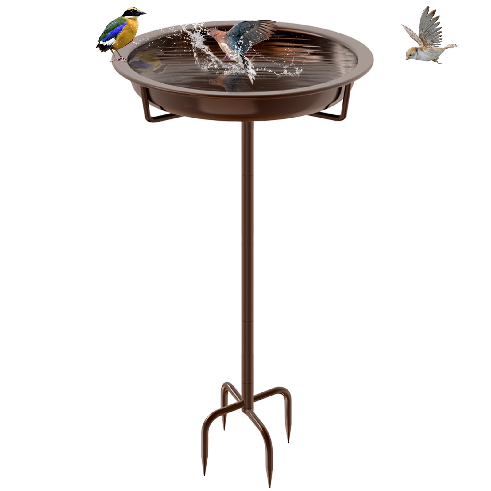 KHayRovies Bird Bath for Outdoors Metal Garden Birdbath Bowl for Outside with 4 Prongs Base Stake