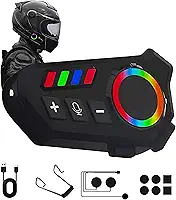Fone Bluetooth Para Capacete Motoqueiro IPX6 | Headset Sem Fio com Microfone, Intercomunicador à Prova D’Água, Bateria de 48h, Conecta 2 Celulares, Ideal para Viagens e Trilhas (COM LANTERNA)