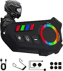 Fone Bluetooth Para Capacete Motoqueiro IPX6 | Headset Sem Fio com Microfone, Intercomunicador à Prova D’Água, Bateria de 48h, Conecta 2 Celulares, Ideal para Viagens e Trilhas (COM LANTERNA)