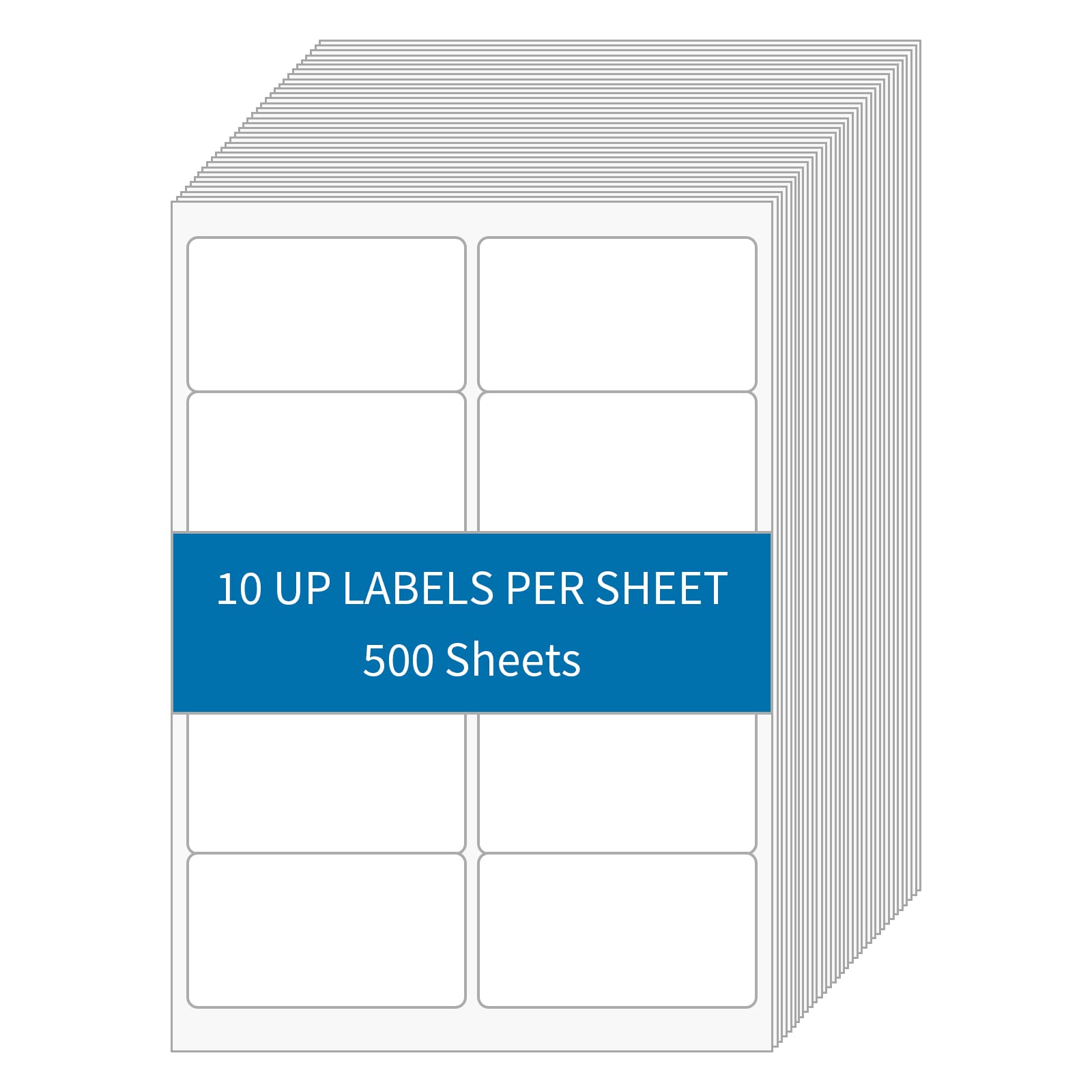 Etichette per spedizioni stampabili, 5,1 x 10,2 cm, 5000 etichette per indirizzi stampabili, fogli bianchi per stampanti laser a getto d'inchiostro (10 etichette/foglio, 500 fogli)