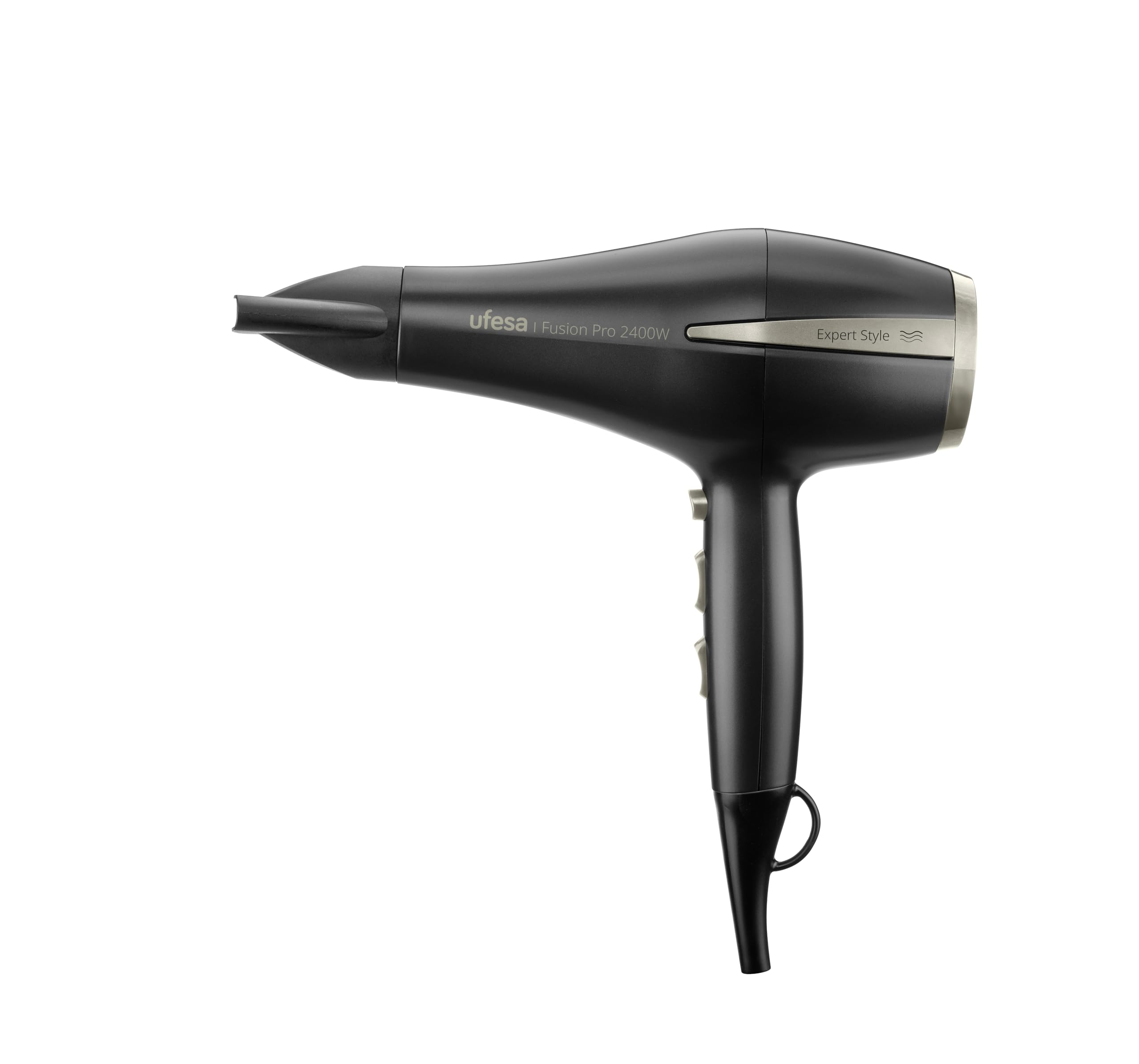 Ufesa Asciugacapelli Professionale Fusion Pro 2400W, motore AC, tecnologia AirPro, elimina il crespo, include diffusore e concentratore, 2 velocità, 3 temperature, colpo d’aria fredda, nero