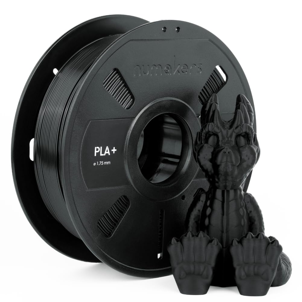 Numakers Pla Pro 1.75mm 1kg Filament Made with Pure Biopolymer Gives Smooth Accurate Prints Easy Adhesion Low Warp Low Odor for Everyday 3D Printing (Pitch Black)