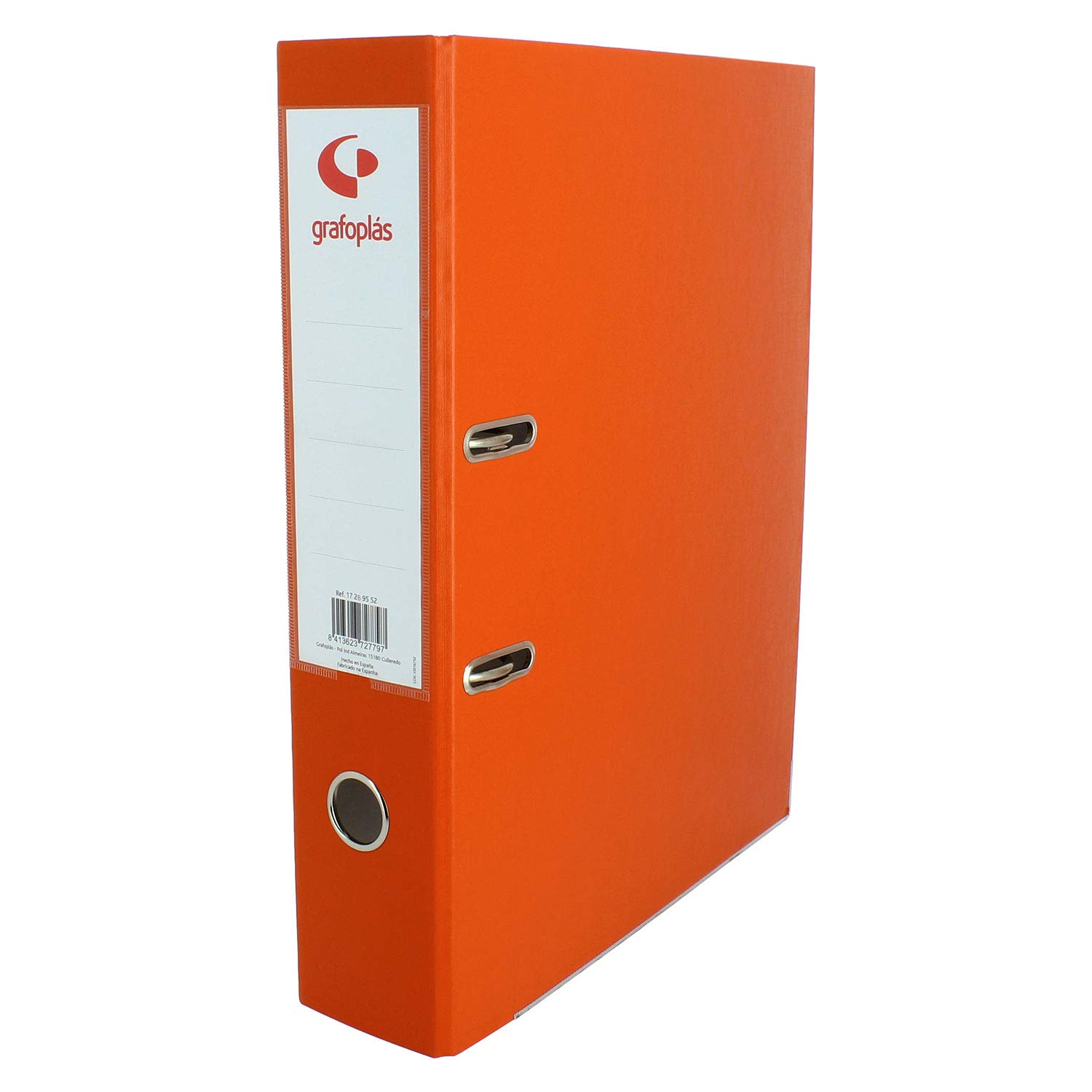 Grafoplás 27269552. Pack of 12 Lever Arch Folders, A4, Rings 65 mm, Orange, Polypropylene Lined, Eyelet in Back, Grafcolor Series