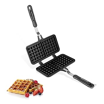 Waffle Iron Maker, Rectangle Shape Non-Stick Waffle Mold Baking Pan Making Tool for Belgian Sandwich Toaster
