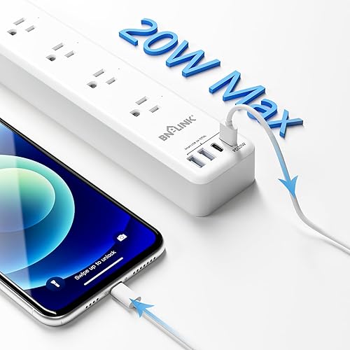 Vista 20 de BN LINK Smart Plug Power Strip, protector de sobretensiones con 3 tomacorrientes inteligentes controlados individualmente, 3 USB