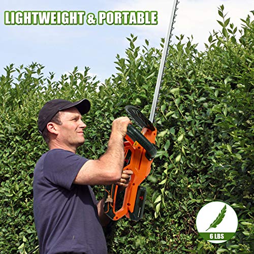 Goplus 20V Cordless Hedge Trimmer w/ 24-Inch Dual Action Blade, Battery Powered Gardening Hand Pruner, Orange