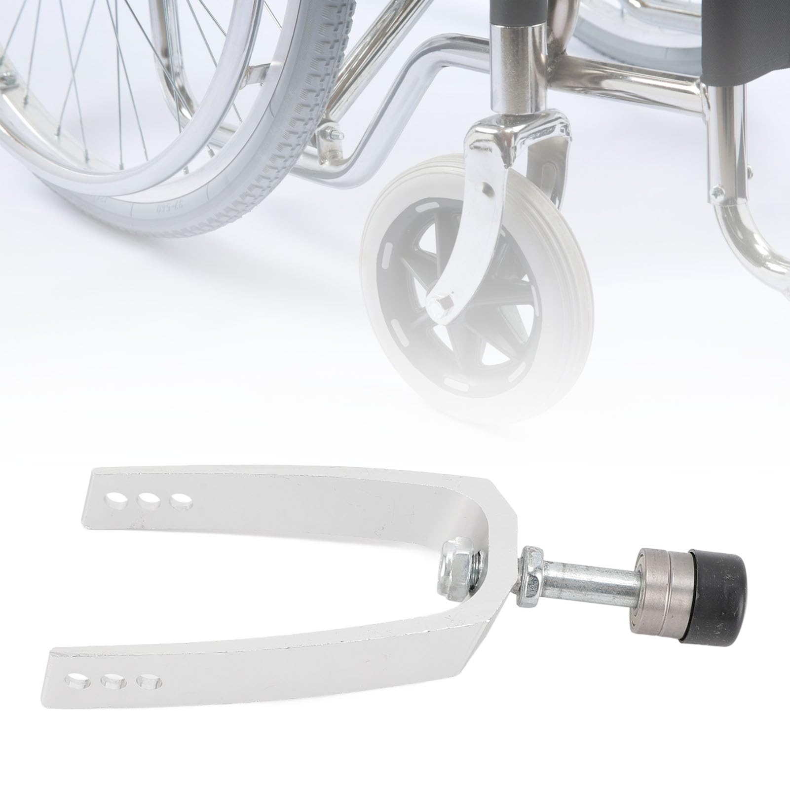 Universal Wheel Front Fork for 8 Inch Wheelchair Caster Aluminum Alloy Bearing Universal Wheel Front Fork Replacement
