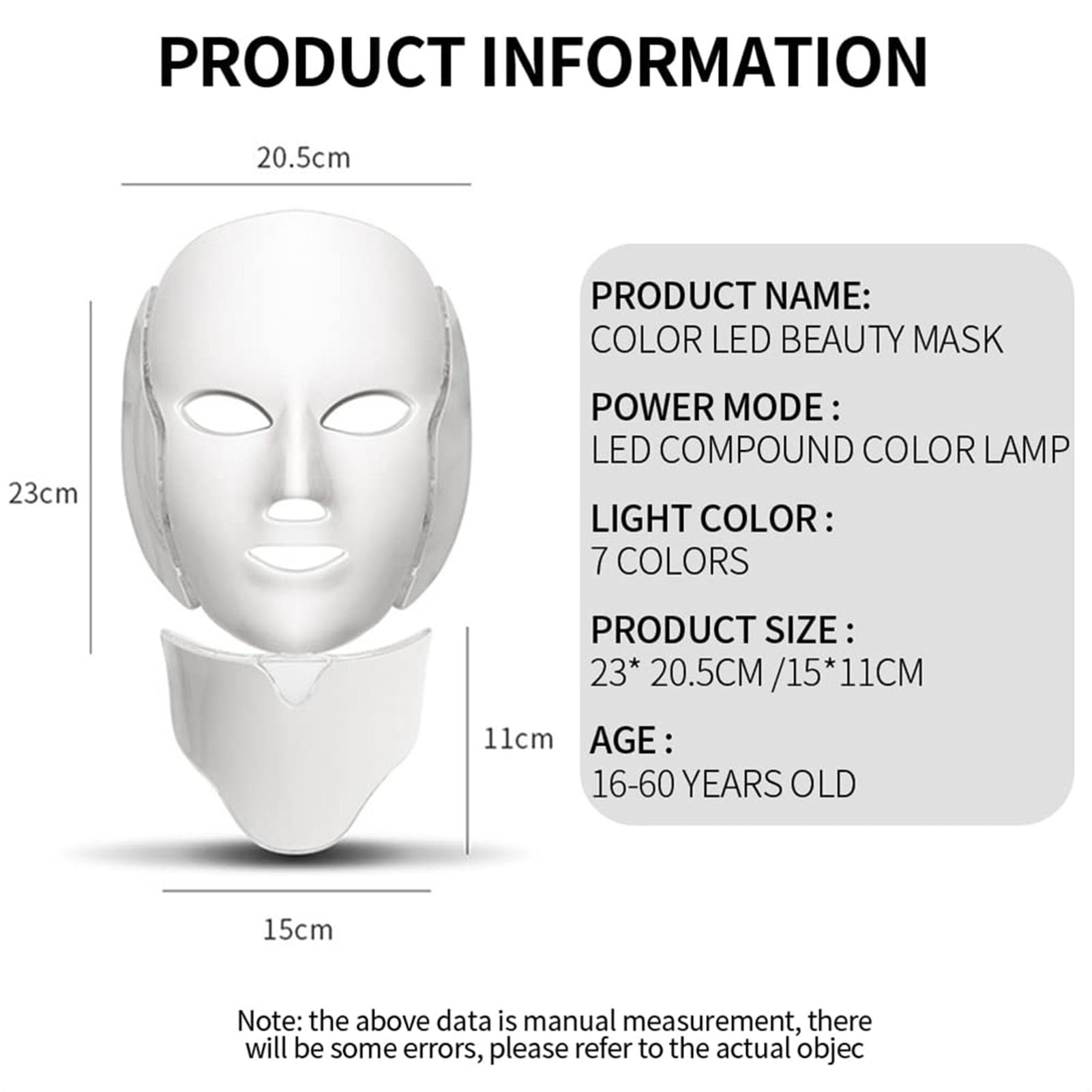 Maschera LED Viso Professionale, Maschera Facciale di Bellezza A Fotoni, Maschera per la Pelle a LED a 7 Colori, Beaut del Viso Cura di Ringiovanimento della Pelle