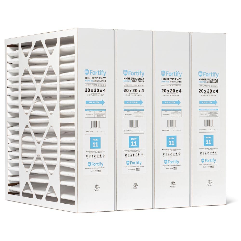Fortify 20x20x4 MERV 11 Furnace Air Filter Fits Honeywell. 4-Pack