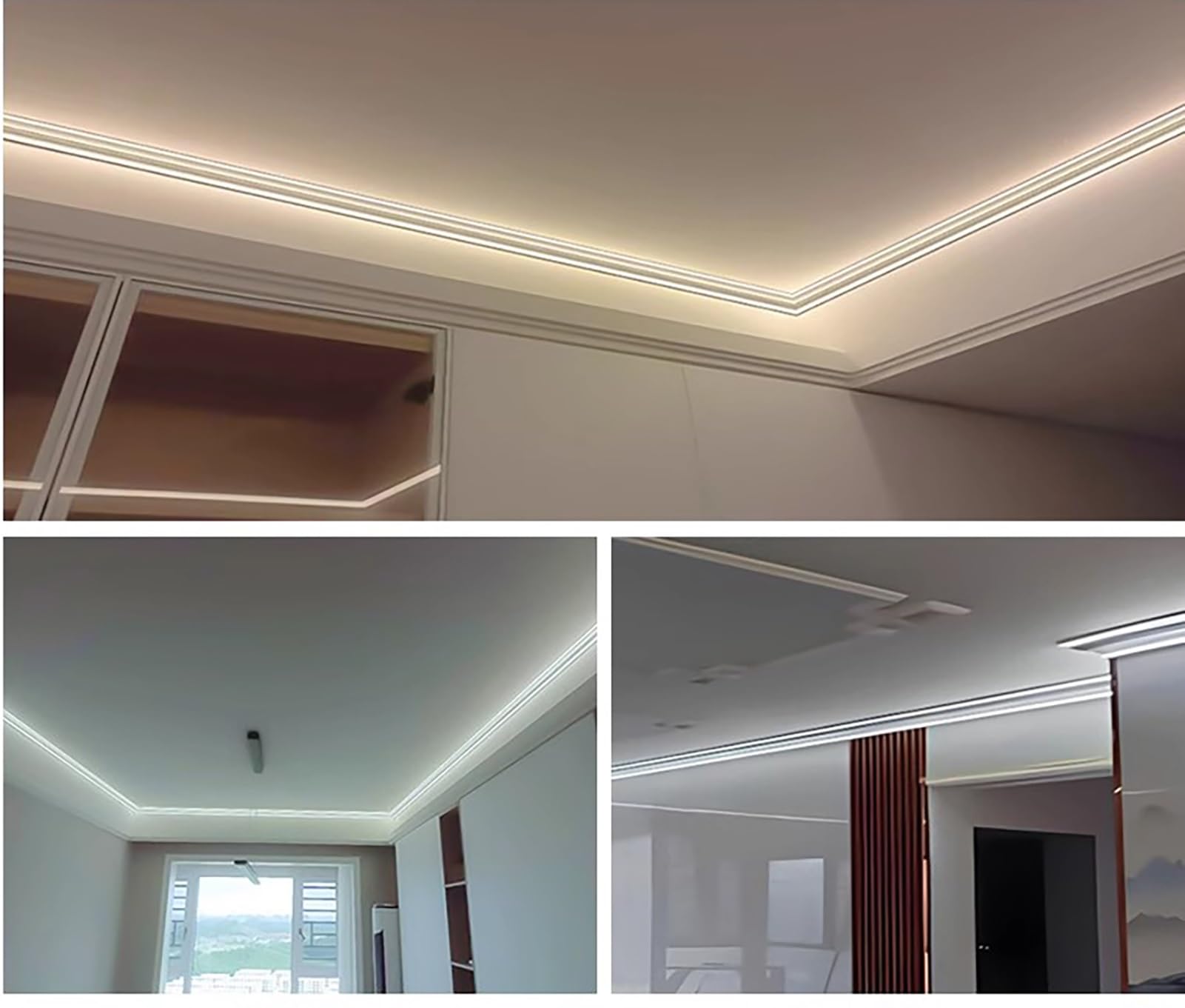 Profili per Strisce LED Illuminazione Indiretta a LED, Modanature a Corona, Decorazioni per Soffitti, Illuminazione a Binario a LED Lineari per Illuminazione a Battiscopa Canale(17.5m/57.4ft)