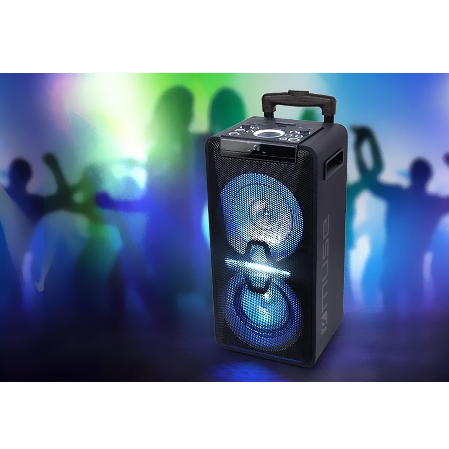 Enceinte - Muse M-1920DJ - avec Batterie, 300 W, CD, Bluetooth et Effets Lumineux (USB, AUX, Télécommande) Noir