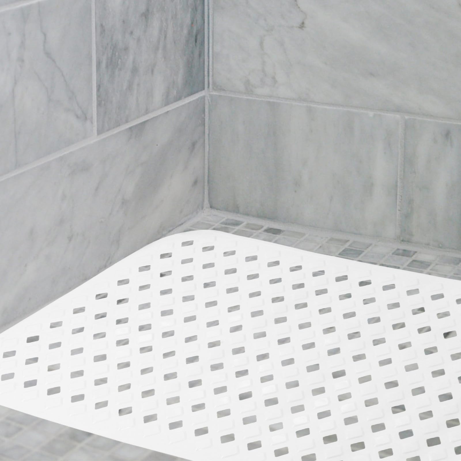 WOONEKY Alfombra de Baño Color Blanco Antideslizante Esterilla Plegable con Ventosas y Fácil de Limpiar y Moderna para Bañera de PVC para Ducha Segura