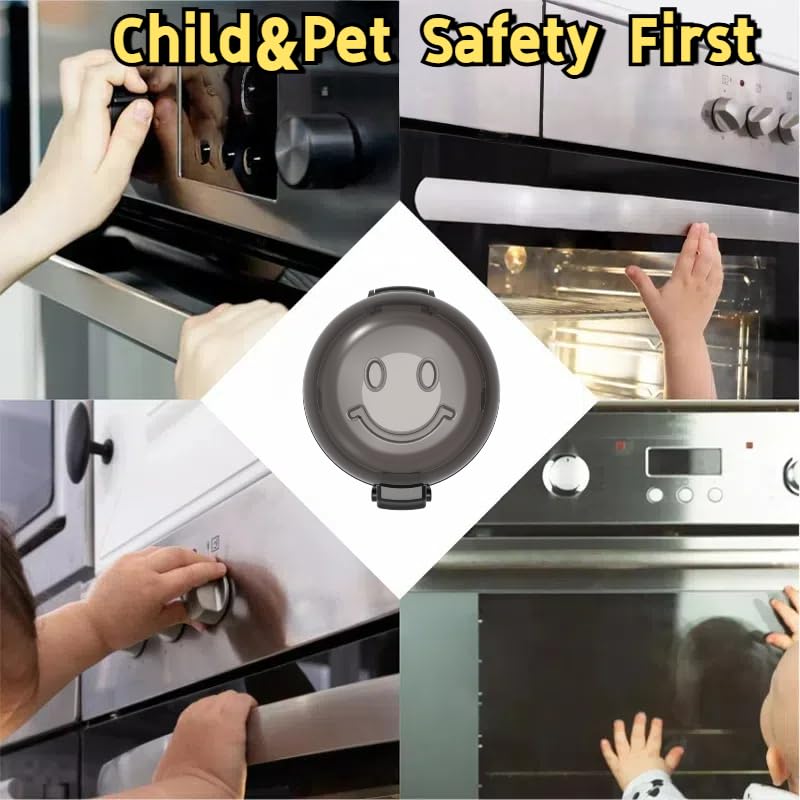 Stove Knob Safety Covers for Child (5 Pack,Black),Durable Heat-Resistant, Dual-Key Oven Knob Covers, Easy Install with Strong Adhesive, Universal Fit Most Stoves