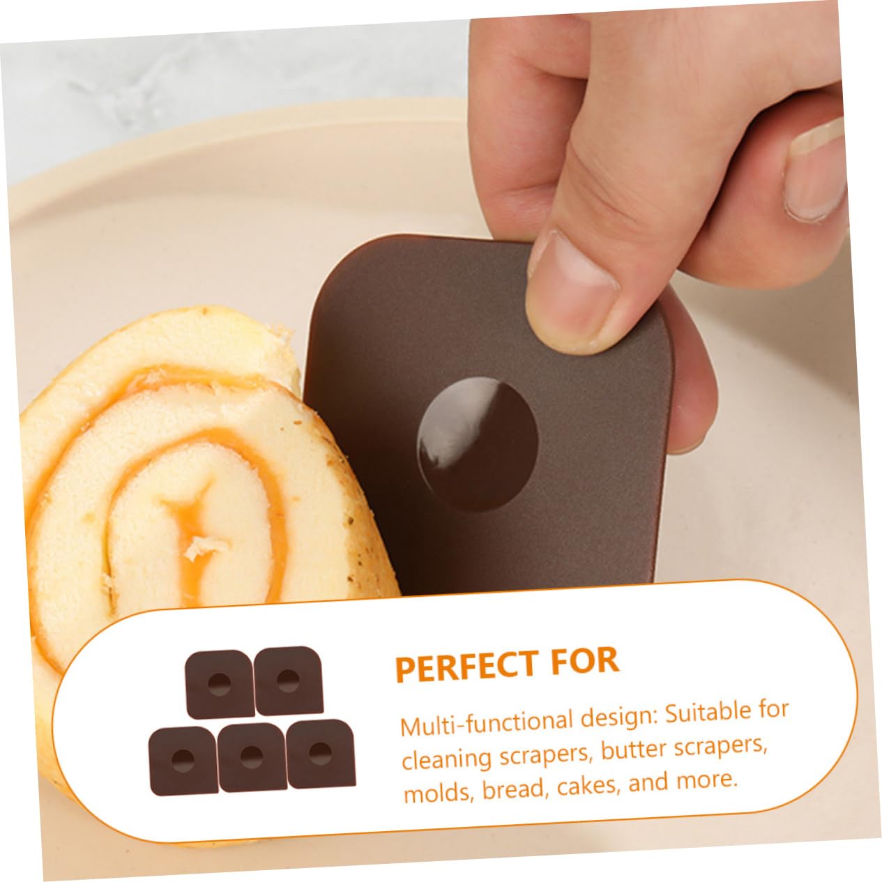 SOLUSTRE Heat Resistant Skillet Squeegee Non-crack Dish Scraper 5pcs Set for Cake Cooktop Grill Pan Bowl Easy to Clean