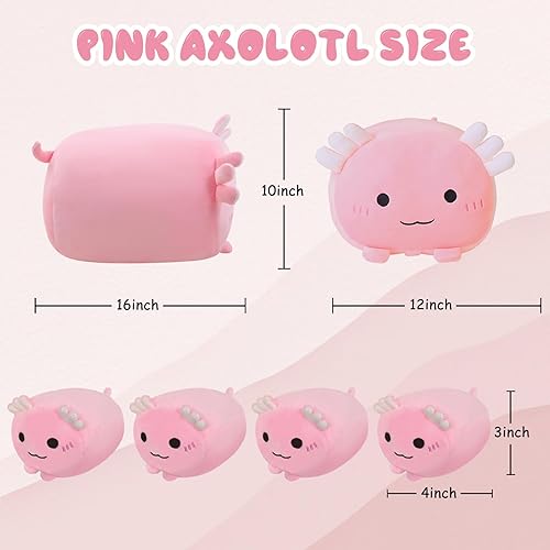 Miniatura 5 de Axolotl - Lindo animal de peluche de ajolote con 4 peluches de ajolote bebé en su barriga, almohada de algodón suave, regalo para niños