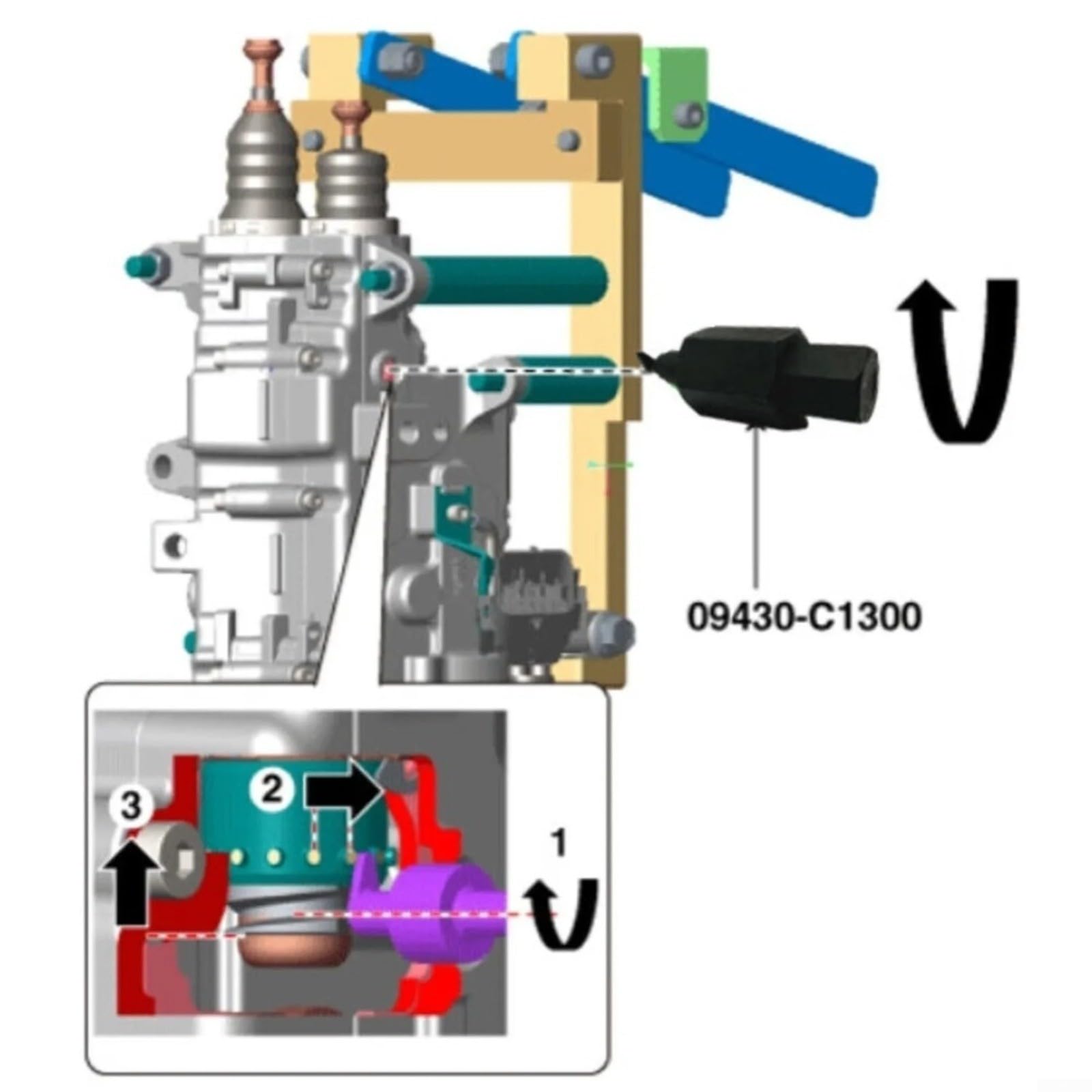 Outil de réglage de l'usure de l'embrayage de boîte de vitesses en métal noir compatible avec Hyundai et véhicules OEM 09430-C1300 pour une installation facile et un remplacement résistant à