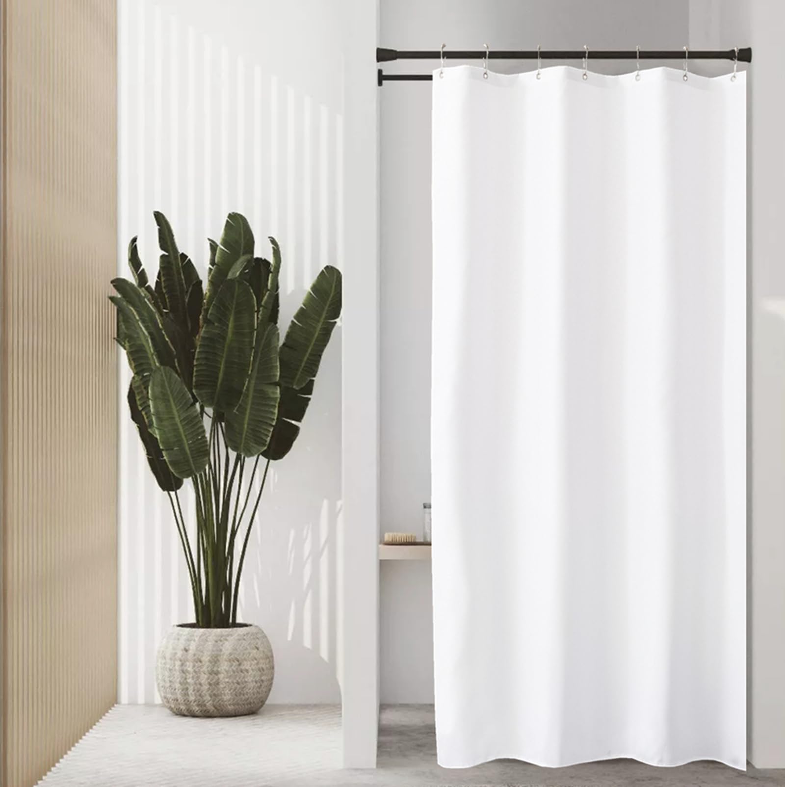 Felisa Stall Fabric Shower Curtain Liner with 3 Magnets,42W x 72L, Waterproof &amp; Hotel Quality Shower Stall Curtain Liner for Bathroom,Soft Cloth,Narrow Size Small Shower Curtain,White