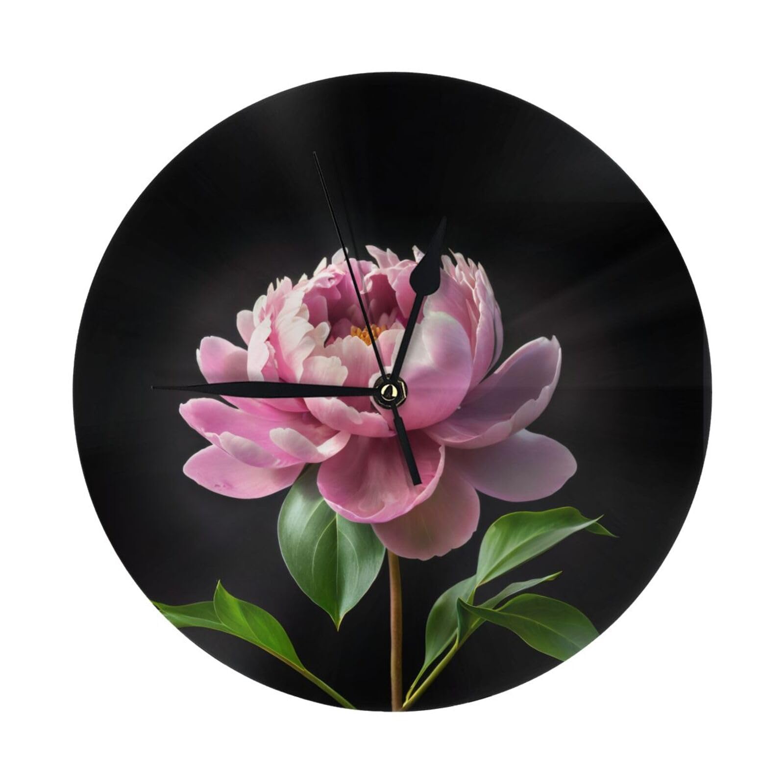 Horloge murale sans tic-tac pivoine pour dormir au calme dans la chambre ou travailler