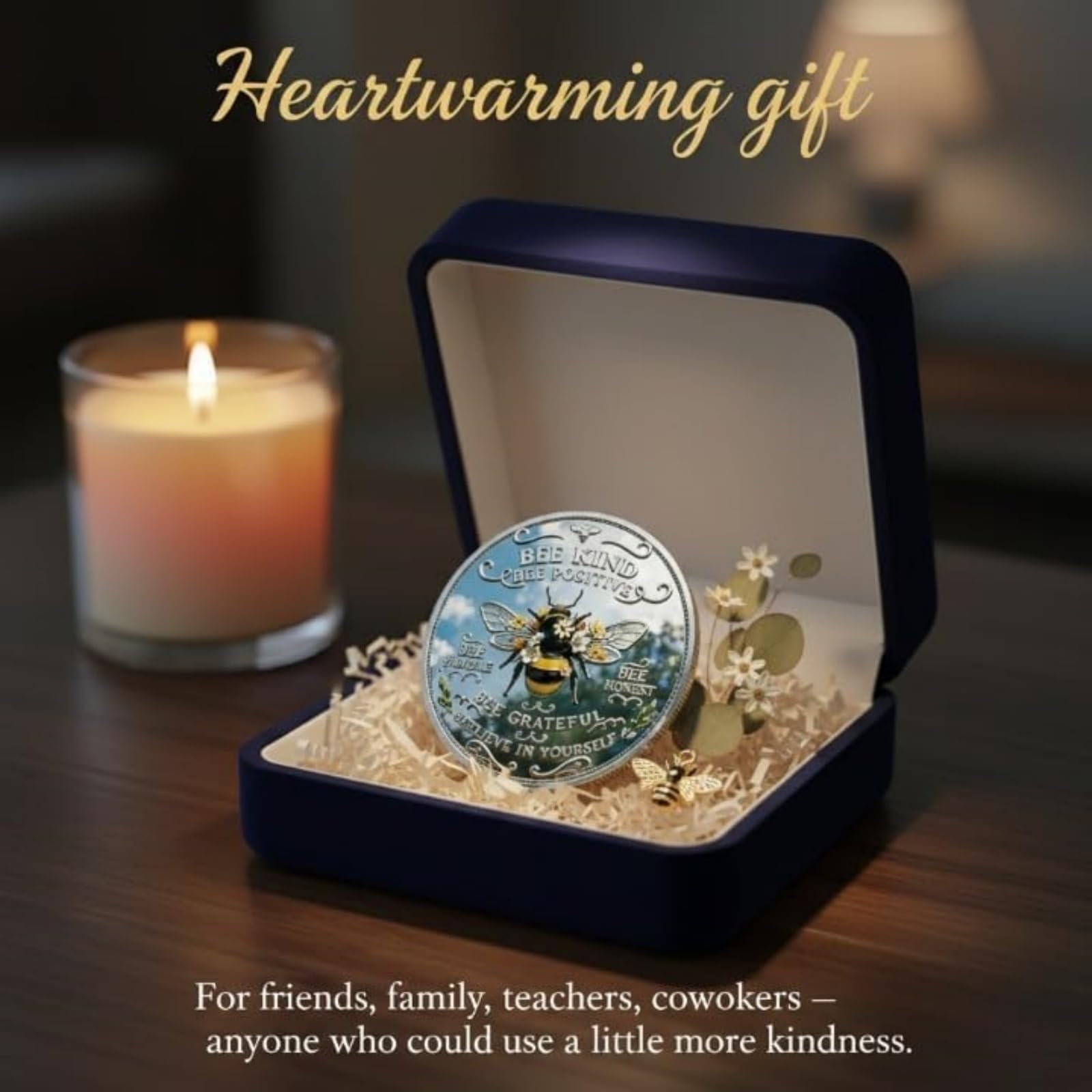 Moneda Conmemorativa de Positividad "Bee Kind" - Moneda del Desafío "Bee Kind", Ficha Motivacional de Doble Cara con Afirmaciones, Regalo Inspirador para Amigos y Familiares (#A6Pcs)