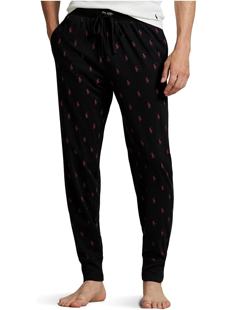 Black Polo Ralph Lauren Rib Waistband Knit Sleepwear Joggers
